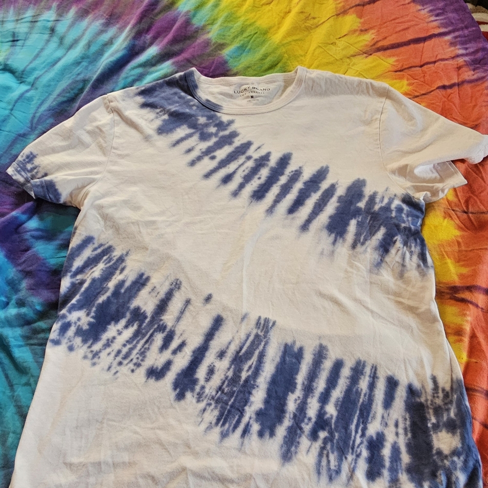 Lucky Brand Blue White Tie-Dye Tee M